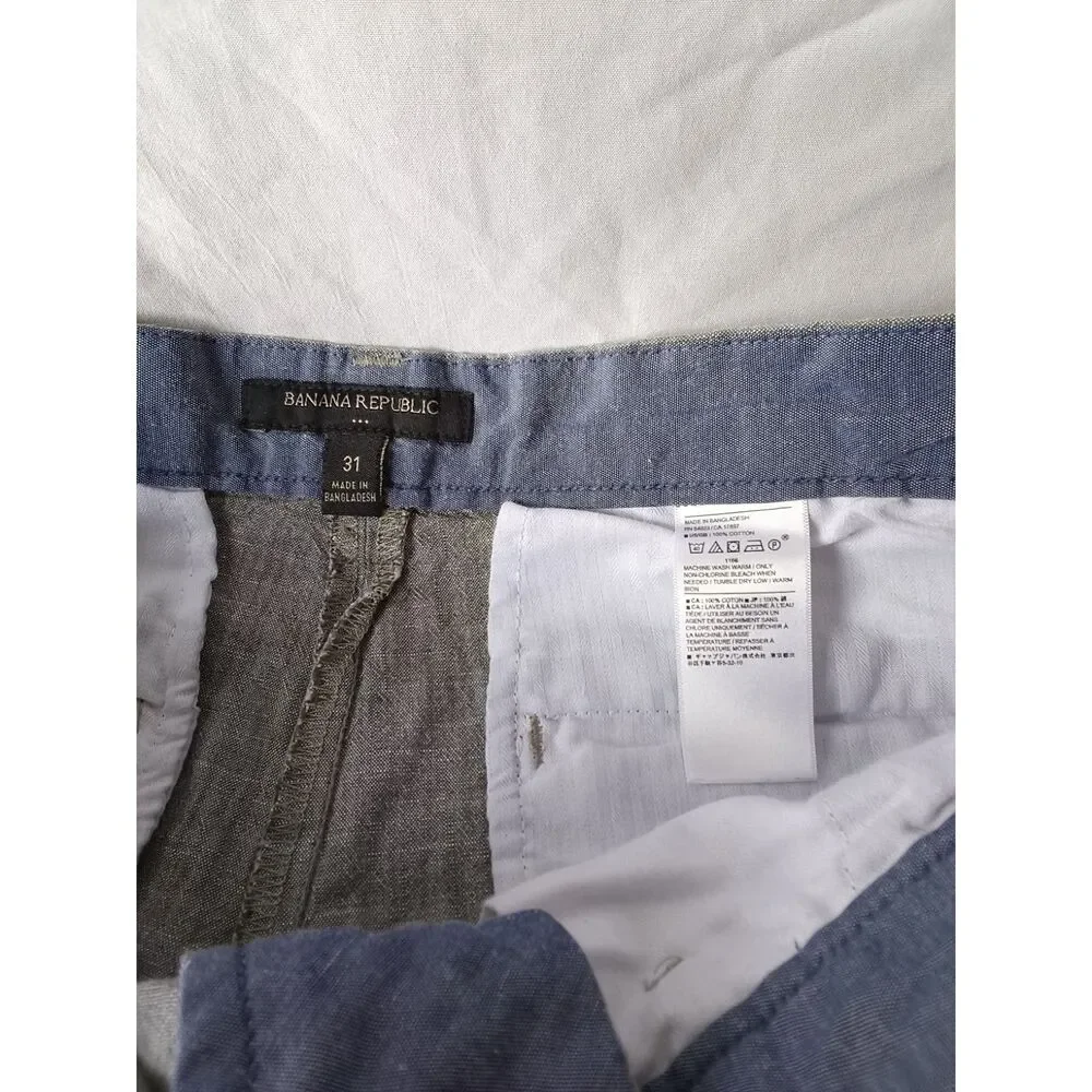 Banana Republic Mens 31 Cotton Short Chino Flat Front